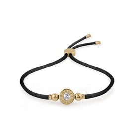 RADLEY Womens 18ct Gold Plated Stone Set Black Cord Friendship Bracelet