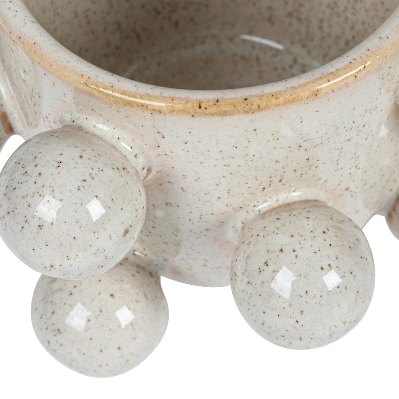 Bloomingville 4.25 Inches Round Stoneware Planter with Orbs and Reactive