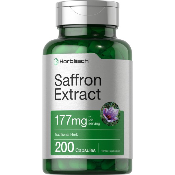 Saffron Extract Capsules 177 mg 200 Count | Non-GMO, Gluten Free Supplement | by Horbaach