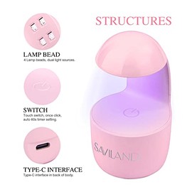 Saviland Mini UV Lampe F√ºr N√§gel„ÄêTragbares Design„Äë Gleichm√§√üig Trockene N√§gel„ÄêNeueste Innovationen„Äë Reise UV Lampe f√ºr geln√§gel Klein f√ºr Gel Nagellack, Poly-Builder-Nagelgel f√ºr Anf√§nger, Pink