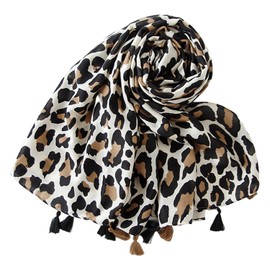 CVFRTT 1 x Leopard Print Scarf, Classic Fashion Scarf, Retro Scarf, Multifunctional Scarf, Soft and Comfortable Scarf, Women's Scarf, Rice Brown