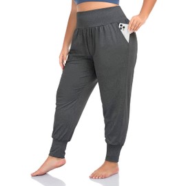 ZERDOCEAN Women's Plus Size Casual Yoga Joggers Comfy Workout Lounge Pants Dark Heather Gray 3X