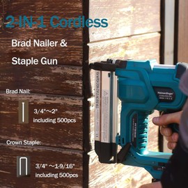 18 Gauge Cordless Nail Gun for Makita 18V Battery, 2 in 1 Electric Stapler Gun Drives 2 Inches Nailer for Upholstery and Woodworking,Tool Only