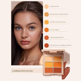 Paleta Correctora de Piel Facial de 6 Colores, Crema de Cobertura Total, Maquillaje Corrector Multifuncional Resistente Al Agua y de Larga Duración, C