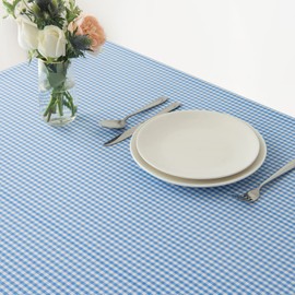 maxmill - Mantel cuadrado a cuadros, resistente a las manchas, impermeable y resistente a las arrugas, lavable, pesado, suave, para comedor y uso al aire última intervensión, 52 x 52 pulgadas, azul claro, blanco