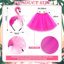 DIIQII DIIQII Karneval Hawaii Kostüm Damen: 2tlg Karneval Kostüm Damen mit Haarreif Rosa Tüllrock - Fasching Kostüm Damen Tiere für Karneval Party