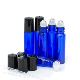 10ml Roller Bottles 12Pack Cobalt Blue Thick Glass Essential Oil Roller Bottles Stainless Steel Roller Ball with 2 Droppers