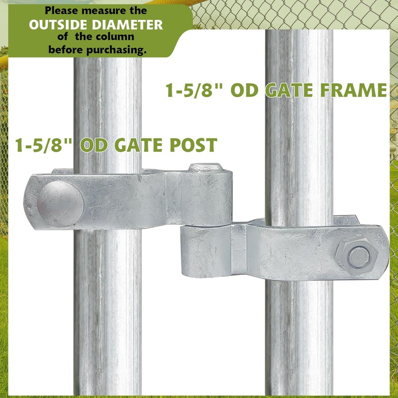 1-5/8" x 1-5/8" Chain Link Fence Gate Post Hinge Kit,