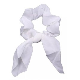 Mytoptrendz Bow Knot Scarf Scrunchie Silk Satin Ponytail Holders Girls Elastic Boho Hair Band Women Hair Ties (White)