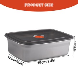 WakiHong Set of 4 Food Storage Containers with Lid, Food Storage Containers, Stainless Steel, Oven, Freezer, Dishwasher Safe (1200 ml)
