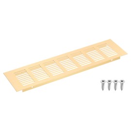 sourcing map Air Vents Cover, 1Pcs 300 x 80mm - Aluminum Alloy Mesh Air Return Vent Cover, Rectangle Louvered Ventilation Grille for Shoe Cabinet Wardrobe (Gold)