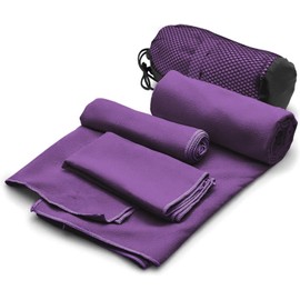 Toalla Microfibra Secado Rápido 3 Pack, Toalla Natacion Super Absorbente Toalla Gym de Baño Suave y Ligero para Natacion, Toalla de Viaje Ligera y Portatil para Natacion, Deporte, Baño, Viajes, Morado