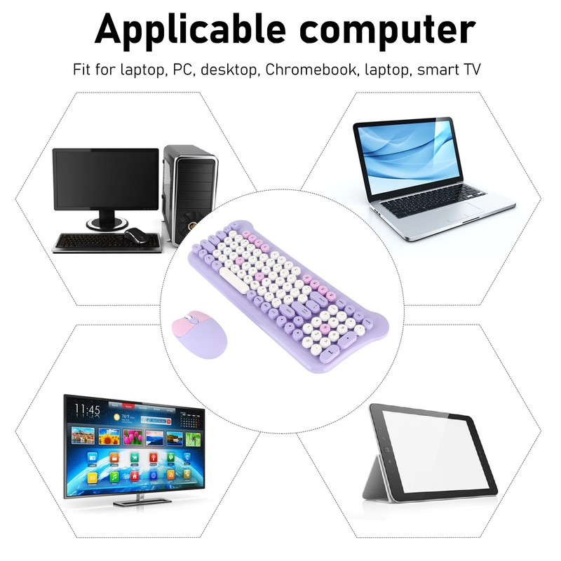 Wireless Keyboard and Mouse 2.4Ghz Connection Cute Keyboard Mouse Set