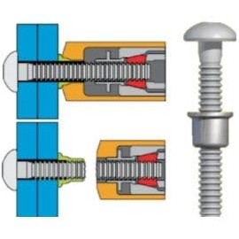 MGP30-R8-10G-CT, Huck Magna-GR Lockbolts, 0.250 Inch Diameter, (0.062-0.625 Inch GR), Broad Truss HD, Carbon Steel
