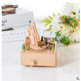 Wooden Music Box Retro Phycial Dymanmics Magnets Principle Touch
 with On Off Switch Small Train Shape