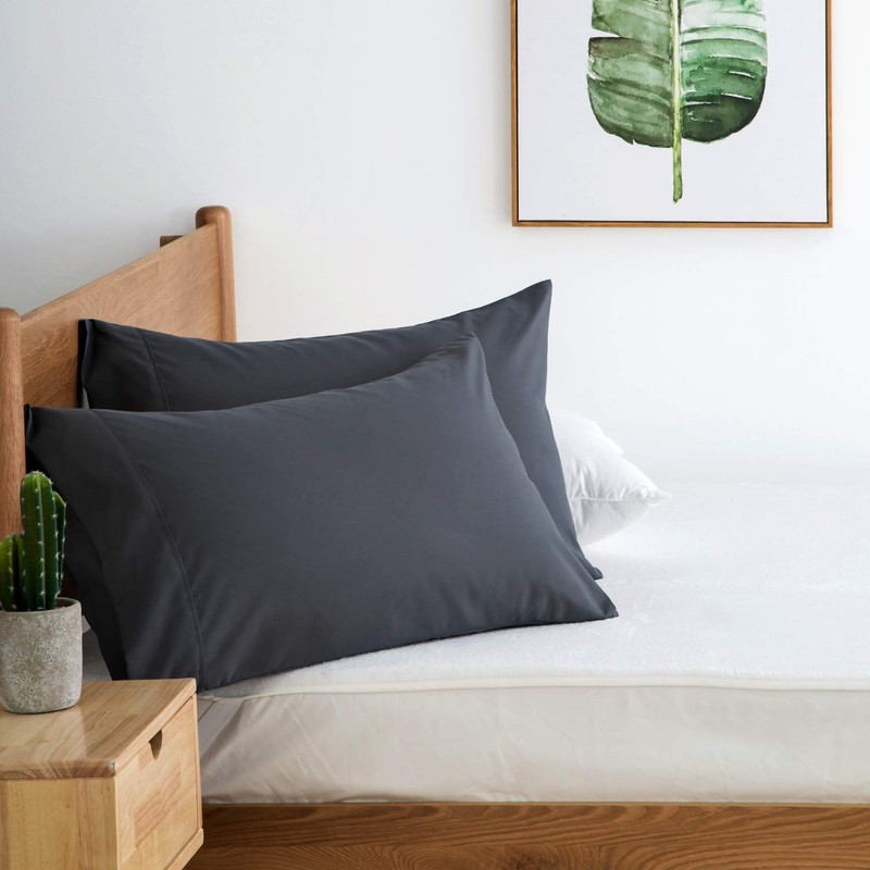 Bedsure Pillow Cases 2 Pack Dark Grey - Brushed Polyester
