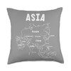 white hand drawn map of Asia, names & border of