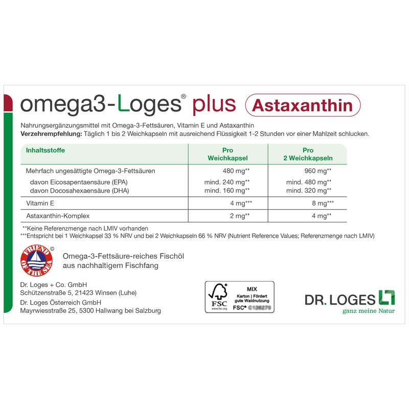 omega3-Loges plus astaxanthin - 60 capsules - omega-3 fatty acids