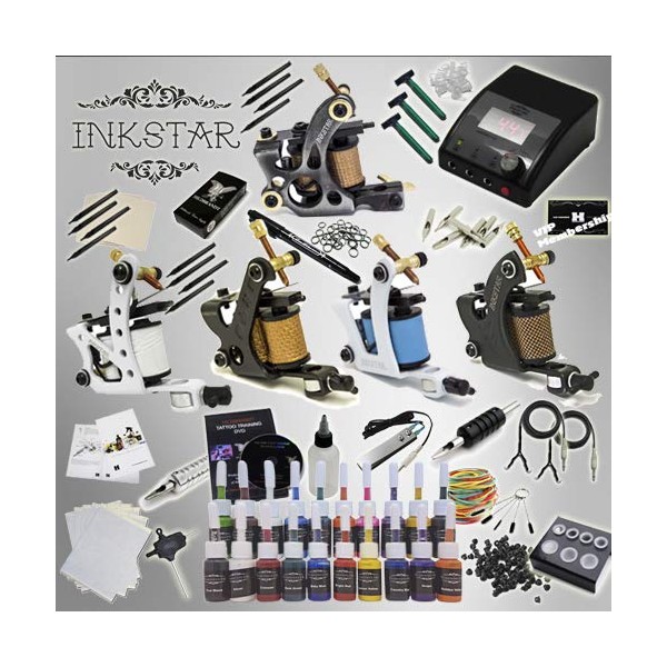 Inkstar Tattoo Kit ACE 5 Machine Gun TKI5C20 + Needle + Power Supply + Inks (217 PCS)
