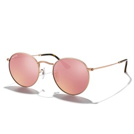 MERRY'S Trendy Round Metal Polarized Sunglasses for Women and Men Retro Classic Vintage Shades S6447, Rose Gold Frame/Copper Lens, Lens Width:50Millimeters