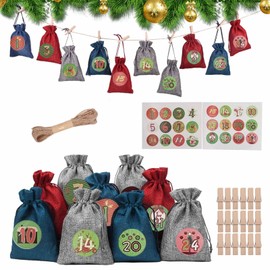 Advent Calendar for Filling Fabric, 24 Advent Calendar Bags for Filling, Advent Calendar for Filling, Children, Fabric Bag, Advent Numbers Stickers