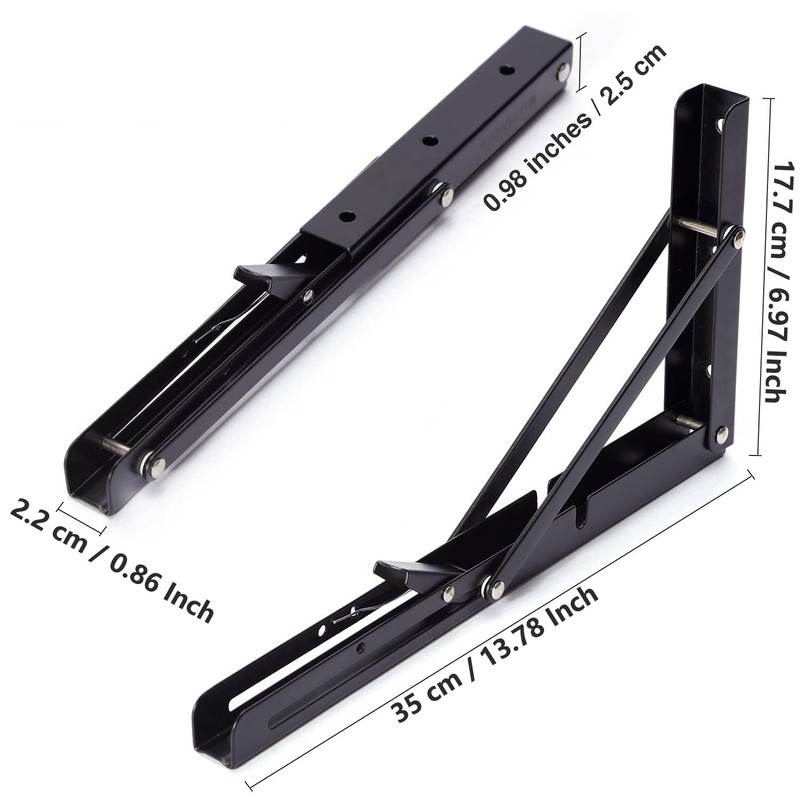 Anhoer Foldable Shelf Brackets Black Heavy Duty 14 Inch Stainless