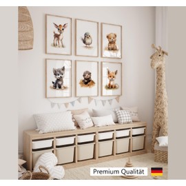 Lavema Children's Room Pictures | Baby Room Decoration Happy Forest Animals | Poster A4 without Picture Frame | Wall Pictures Boys Girls | Children's Room Wall Decoration Animal Pictures