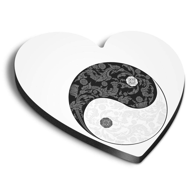 1 x Heart MDF Magnets - Yin Yang Yoga Flowery