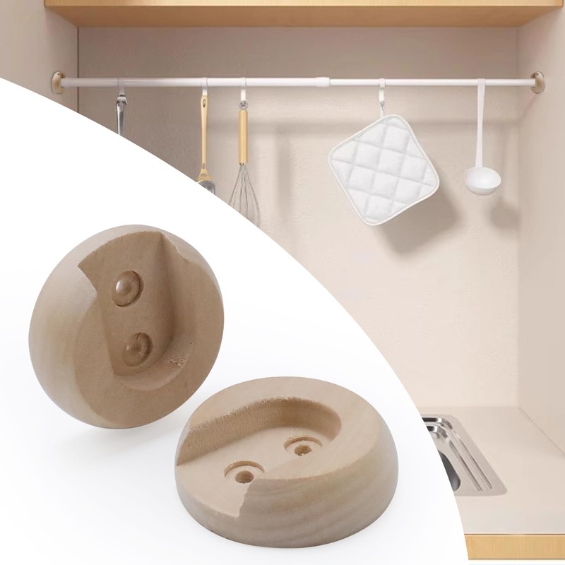 Wealrit 6 Pcs Wooden Closet Rod Holders Unfinished Wood Wardrobe