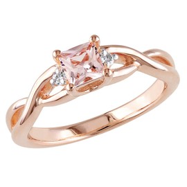 Morganite Ring 1/3 Carat (ctw) with Diamonds in Rose Sterling Silver