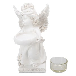 Angel Candle Holder Decorative Lightweight Robust Desktop Ambient Resin Candle Organizer for Dinner Balcony Left Type