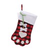 Christmas Stocking Dog Paw Shape Plaid Decorative Gift Bag Christmas