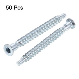 sourcing map Furniture Confirmat Screw, 50pcs 7x70mm Hex Socket Wood Screws Zinc Plated Countersunk Self-Tapping Furniture Connecting Screw