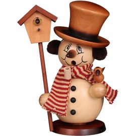 Christian Ulbricht Incense Smoker Snowman with Birdhouse Natural 23 cm