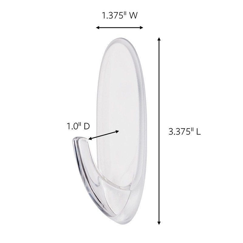 Large Clear Window Hook, with Outdoor Strips ,1 Count