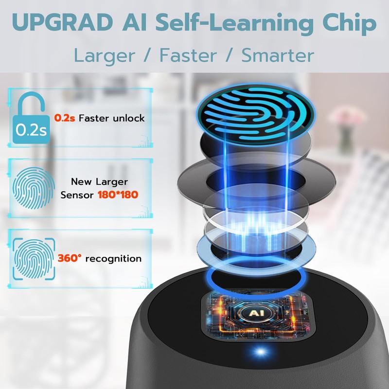 Dhiedas Fingerprint Cable Lock, Fridge Locks with Fingerprint Bluetooth APP