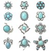 Stiesy 12 Pcs 12 Styles Alloy Rhinestone Imitation Turquoise Snap