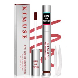 KIMUSE Peel Off Lip Stain, Long Lasting Lip Stain Peel Off with Tweezer, Waterproof Lip Liner Stain, Transfer-Proof, Highly Pigmented Color, Matte Finish