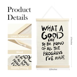 NQDWX Inspirational Quote What a Good Day To Be Proud Of All The Progress I’ve Made,Motivational Canvas Hanging Flag Poster Hanger Frame For Home Bedroom Office Classroom 12x17 Inches.(017)