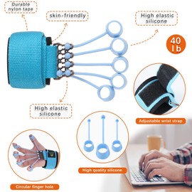 zalati Finger Strengthener Finger Resistance Band Training Stretcher for Strength Training Finger Bend Extension Training Blue 40lbs