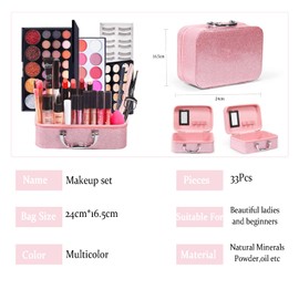 RoseFlower Women's Professional Makeup Set Teenager Girls Vanity Case Cosmetic Makeup Palettes Eyeshadow Full Face Makeup Gift Set with Portable Travel #2
