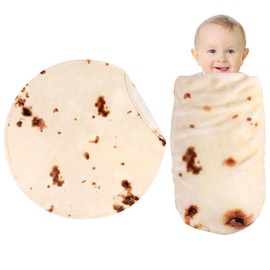 SeaRoomy Burritos Tortilla Blanket, Tortilla Wrap Blanket, Novelty Funny Tortilla Round Blanket Giant Tortilla Round Soft Blanket (Beige, 36 inches)