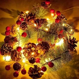 SoonHua Jingle Bells Pinecone Christmas Decoration String Lights