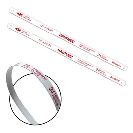 HAUTMEC 12" Hacksaw Blades 24 TPI – 2 Pack Bi-Metal Replacement Blades with High-Speed Steel Teeth and Spring Steel Body, Professional Grade, Fits Most Hacksaw Frames, HT0017-2PC
