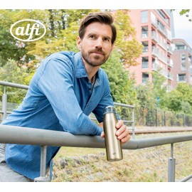 alfi ISO Bottle 500 ml, Gold Champagne, Insulated Drinking Bottle Made of Stainless Steel, Completely Tight Screw Cap, Keeps Hot for 12 Hours, Cold for 24 Hours, Carbonated Drinking Bottle, BPA-Free