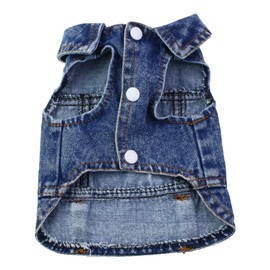 Pet Clothes Dog Jeans Jacket Cool Puppy Denim Dog Shirts for Small Medium Dogs Cats Lapel Vests Vintage Washed Dog Clothes Scratch Design Dog Coat