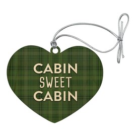 GRAPHICS & MORE Cabin Sweet Cabin Green Plaid Heart Love Wood Christmas Tree Holiday Ornament