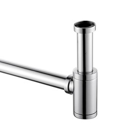 DSIKER Design Height Adjustable Siphon Odour Trap Cylindrical Shape Chrome-Plated Brass 1 1/4 Inch Space-Saving Siphon Drain for Bidet and Sink / Washbasin Chrome-Plated Brass Includes Wall Rose