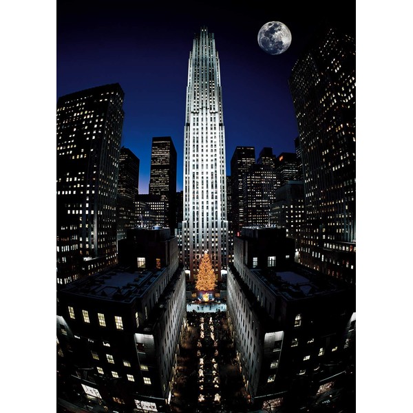 Full Moon Over Rockefeller Center Christmas Tree. New York Christmas Cards Boxed Set of 12 Holiday Cards and 12 Envelopes. Made in USA