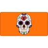 Sugar Skull Design On Orange Photo License Plate